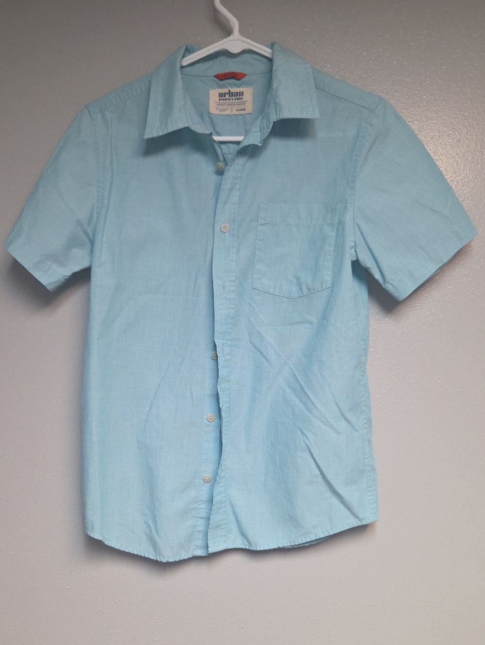 Light Blue Short-Sleeve Boy's Button-Up Shirt